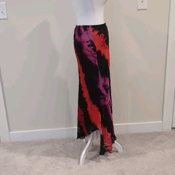 Y2K Silk Sheer Burnout Womens M Midi Skirt Gothic Romantic Fairy - Picture 7 of 13